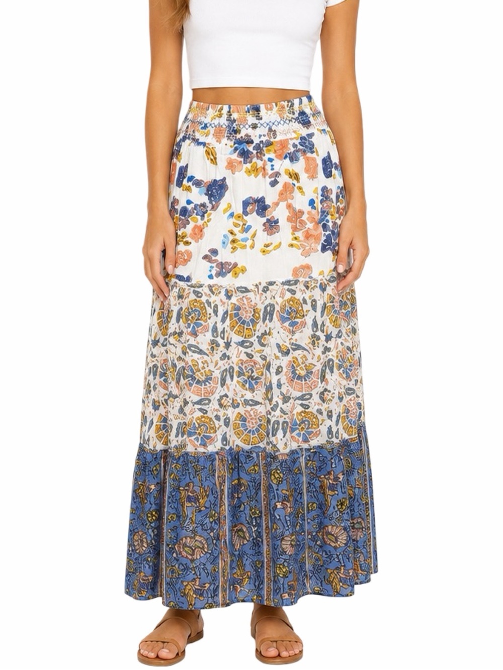 Flint & Moss Boho Tiered Maxi Skirt - Size Medium